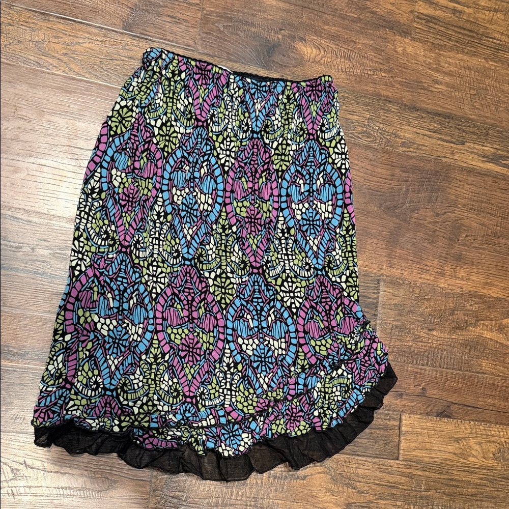 Nanette Lepore Multi-Color Patterned Elastic Waist Skirt